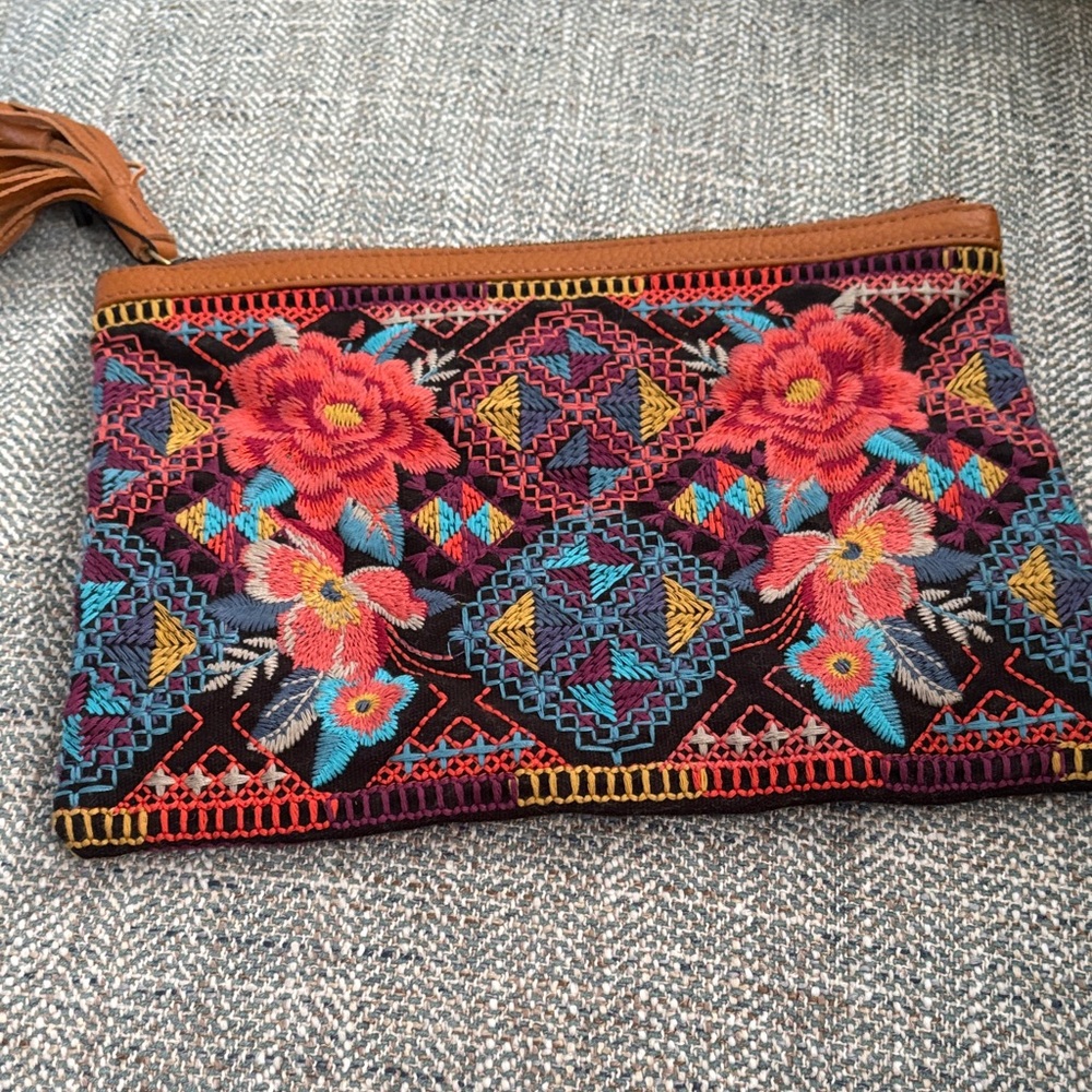 Johnny Was Multicolor Embroidered Clutch